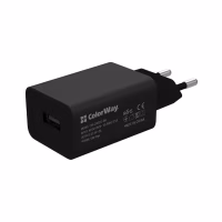 Зарядний пристрій ColorWay 1USB AUTO ID 2A (10W) black + cable Lightning (CW-CHS012CL-BK) - Image 1