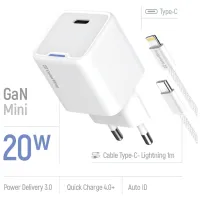 Зарядний пристрій ColorWay C101D GaN Mini 20W PD PPS USB-C + cable USB-C to Lightning white (CW-CHS059PDL-WT) - 7