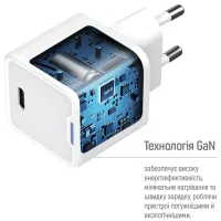 Зарядний пристрій ColorWay C101D GaN Mini 20W PD PPS USB-C + cable USB-C to Lightning white (CW-CHS059PDL-WT) - 8