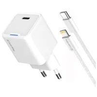 Зарядний пристрій ColorWay C101D GaN Mini 20W PD PPS USB-C + cable USB-C to Lightning white (CW-CHS059PDL-WT) - 1