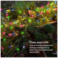 Гирлянда ColorWay Роса LED 100 10 м 8 функций разноцветная USB (CW-G-100L10NUMC) - Image 12