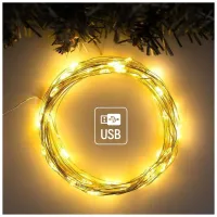 Гірлянда ColorWay Роса LED 50 5 м 8 функцій теплий колір USB (CW-G-50L5NU) - Зображення 5