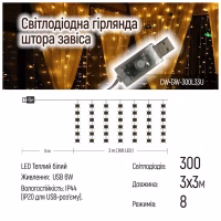 Гирлянда ColorWay Штора занавес 3 x 3 м 300 LED USB теплый цвет (CW-GW-300L33U) - Image 11