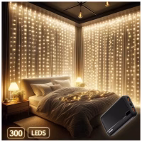Гирлянда ColorWay Штора занавес 3 x 3 м 300 LED USB теплый цвет (CW-GW-300L33U) - Image 2