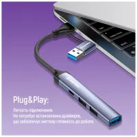 Концентратор ColorWay USB-A/USB-C 4-in-1 USB2.0х2/USB3.0/USB-C2.0 (CW-HUB06) - 10