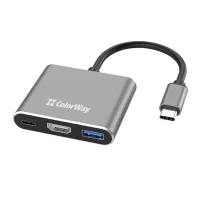 Концентратор ColorWay USB-C 3-in-1 USB 3.0 + HDMI 4K + USB-C PD100W (CW-HUB08) - 4