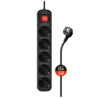 Мережевий фільтр живлення ColorWay CW-PSEA55BK, 5 розеток/ 5M black (CW-PSEA55BK) - Зображення 1