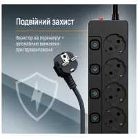 Мережевий фільтр живлення ColorWay CW-PSEA55SBK 5 розеток5м (CW-PSEA55SBK) - 9
