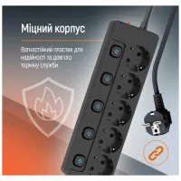 Мережевий фільтр живлення ColorWay CW-PSEA55SBK 5 розеток5м (CW-PSEA55SBK) - 10