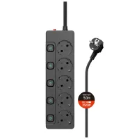 Мережевий фільтр живлення ColorWay CW-PSEA55SBK 5 розеток5м (CW-PSEA55SBK) - 1