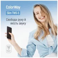 Наушники ColorWay Slim TWS-5 Earbuds Black (CW-TWS5BK) - Изображение 4