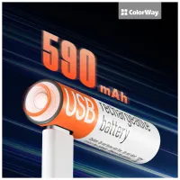Акумулятор ColorWay AAА USB-С 590 mAh 1.5V (2шт) (Li-Polymer) (CW-UBAAA-09) - 4
