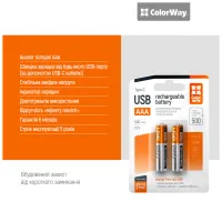 Акумулятор ColorWay AAА USB-С 590 mAh 1.5V (2шт) (Li-Polymer) (CW-UBAAA-09) - 8