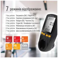Ватметр ColorWay цифровий 16A/3680W, black (CW-VM16-02D) - 11