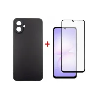 Чохол до мобільного телефона Dengos Carbon Kit for Samsung Galaxy A07 case + glass Black (DG-KM-162) - 1