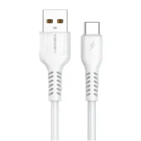 Дата кабель USB 2.0 AM to USB-C 1.0m 2.4A silicone white Denmen (DM-D42T-WH) - 1