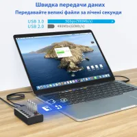 Концентратор Dynamode 5 ports USB3.0 to 4*USB3.0+2.4А Power Adapter 2.5A/12V (DM-UH-P405-G) - 6