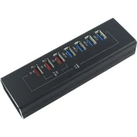 Концентратор Dynamode 4*USB3.0 data ports + 3*2.4А charge with Power Adaptor metal (DM-UH-P407) - 2