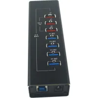 Концентратор Dynamode 4*USB3.0 data ports + 3*2.4А charge with Power Adaptor metal (DM-UH-P407) - 5