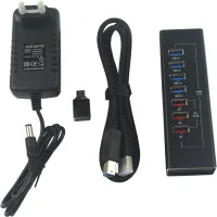 Концентратор Dynamode 4*USB3.0 data ports + 3*2.4А charge with Power Adaptor metal (DM-UH-P407) - 6