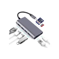 Концентратор Dynamode USB3.1 Type-C to HDMI, 3хUSB3.0, RJ45, USB Type-C Female, SD (Dock-USB-TypeC-HDMI-USB3.0-RJ45) - Зображення 4