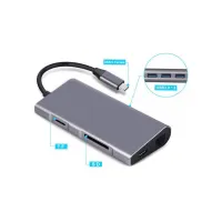 Концентратор Dynamode USB3.1 Type-C to HDMI, 3хUSB3.0, RJ45, USB Type-C Female, SD (Dock-USB-TypeC-HDMI-USB3.0-RJ45) - Зображення 6