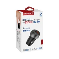 Зарядний пристрій Promate drivegear-pd33 USB-C PD33W + USB-A QC3.0 Black (drivegear-pd33) - Зображення 8