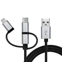 Дата кабель USB 2.0 AM to Lightning + Micro 5P + USB-C 1.0m black REAL-EL (EL123500035) - 2