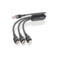 Дата кабель USB 2.0 AM to Lightning + Micro 5P + Type-C 1.2m 66W black Essager (EXCMTL-XJ01) - Зображення 3