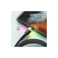 Дата кабель USB 2.0 AM to USB-C 1.0m 3A LED black Essager (EXCT-XCD01) - 4
