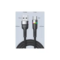 Дата кабель USB 2.0 AM to USB-C 0.5m 3A LED black Essager (EXCT-XCDB01) - 9