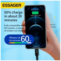 Дата кабель USB-C to Lightning 0.5m 20W black Essager (EXCTL-CGB01) - Изображение 3