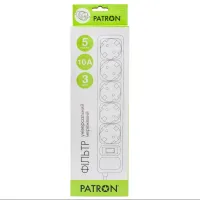 Мережевий фільтр живлення Patron 3m (SP-1053W), 5 розеток White (EXT-PN-SP-1053W) - Зображення 2