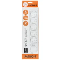 Мережевий фільтр живлення Patron 2 m3*1mm2 (SP-1055U) 5 розеток BLACK (EXT-PN-SP-1055U) - 2