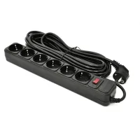 Мережевий фільтр живлення Patron 10 m3*1mm2 (SP-10610) 6 розеток BLACK (EXT-PN-SP-10610) - 1