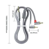 Кабель мультимедійний 3.5mm M to 2xRCA M 3.0m 90° corner Essager (EYPWT-MYC0G-P) - 2