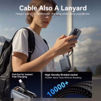 Батарея універсальна Vention 20000 mAh 45W Mini with Built-in USB-C Cable Gray (FHGH0) - Image 4