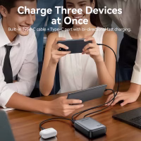 Батарея універсальна Vention 20000 mAh 45W Mini with Built-in USB-C Cable Gray (FHGH0) - Image 7