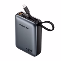 Батарея універсальна Vention 20000 mAh 45W Mini with Built-in USB-C Cable Gray (FHGH0) - Image 1