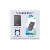 Батарея універсальна Vention Magnetic Wireless 10000mAh 20W PD USB-C In/Out, QI-15W Black (FHNB0) - Image 2