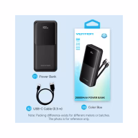 Батарея універсальна Vention 20000 mAh 22.5W with Built-in USB-C and Lightning Cables (FHPB0) - Image 12