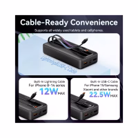 Батарея універсальна Vention 20000 mAh 22.5W with Built-in USB-C and Lightning Cables (FHPB0) - Image 3