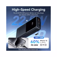 Батарея універсальна Vention 20000 mAh 22.5W with Built-in USB-C and Lightning Cables (FHPB0) - Image 9
