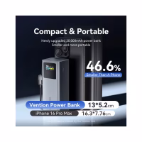 Батарея універсальна Vention 20000 mAh 100W Gray TFT Display Type (FKCH0) - Image 6