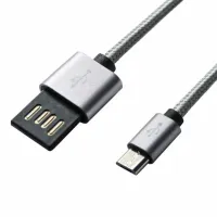 Дата кабель USB 2.0 AM to Micro 5P 1.0m Grey/Black Grand-X (FM02) - 1