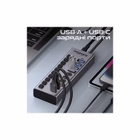 Концентратор Promate USB-C 10-in-1 5xUSB-C + 5xUSB gray (gegahub-5g) - Image 3