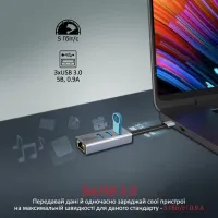 Концентратор Promate USB Hub 4 ports gigahub-c.grey (gigahub-c.grey) - 2