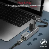 Концентратор Promate USB Hub 4 ports gigahub-c.grey (gigahub-c.grey) - 5