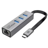 Концентратор Promate USB Hub 4 ports gigahub-c.grey (gigahub-c.grey) - 1
