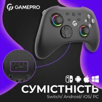 Геймпад GamePro із зарядною станцією BT 5.3/USB/2.4 ГГц (Switch/PC/iOS/Android) RGB Black (GPX13BDOC) - 4